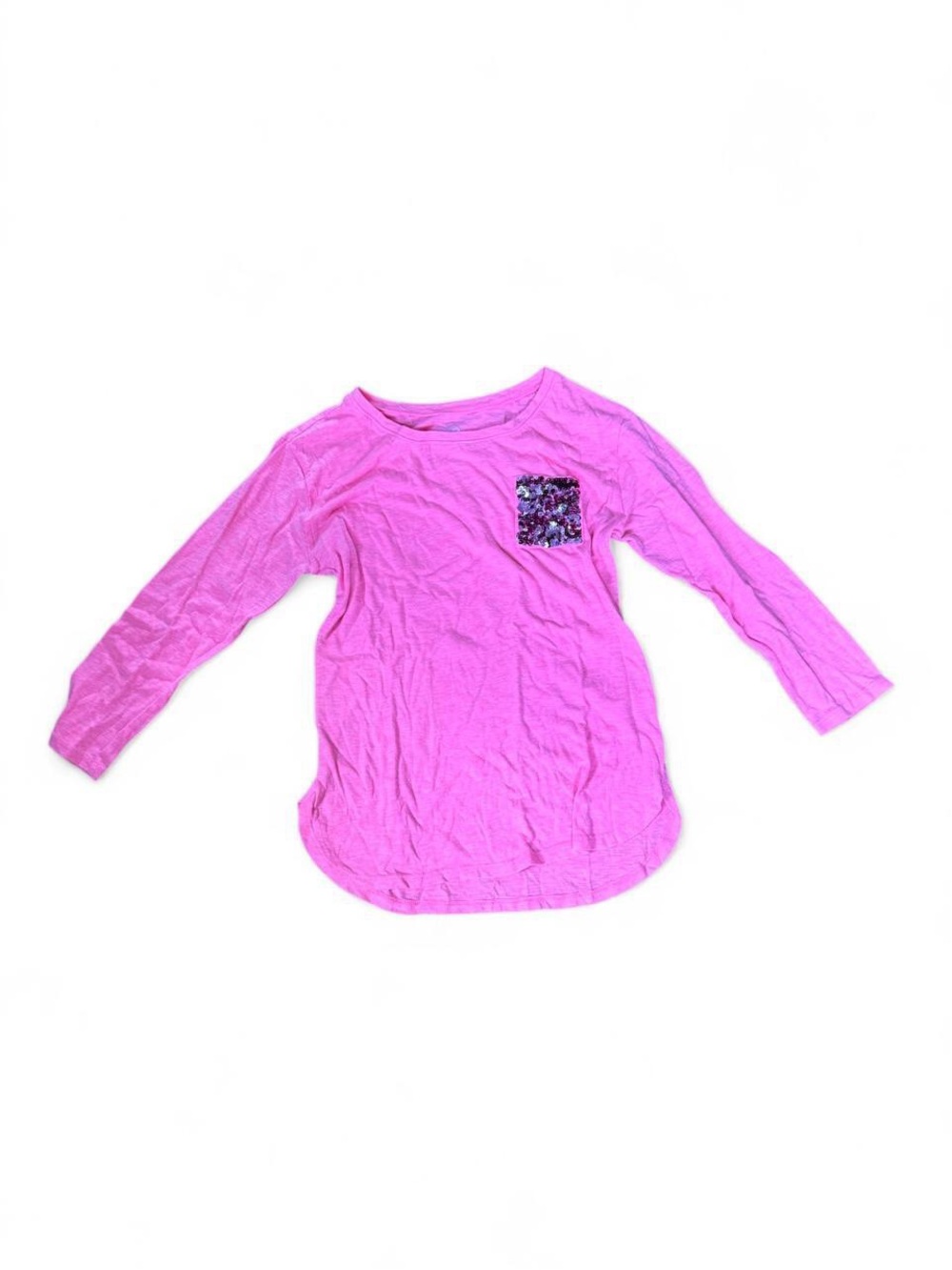 Justice Girls' Long Sleeve Hot Pink Sequin Pocket